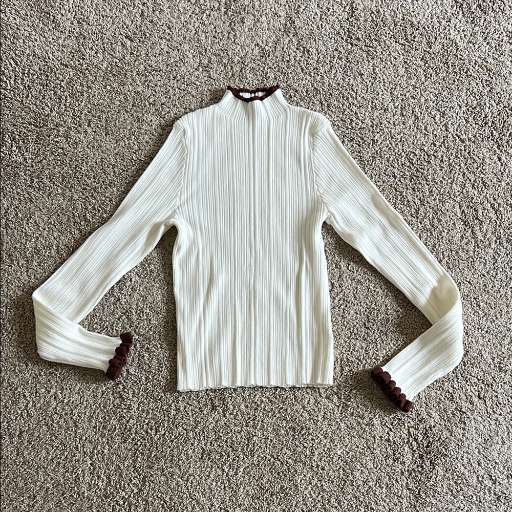 Paper Crane Elegant Cream Long Sleeve Top